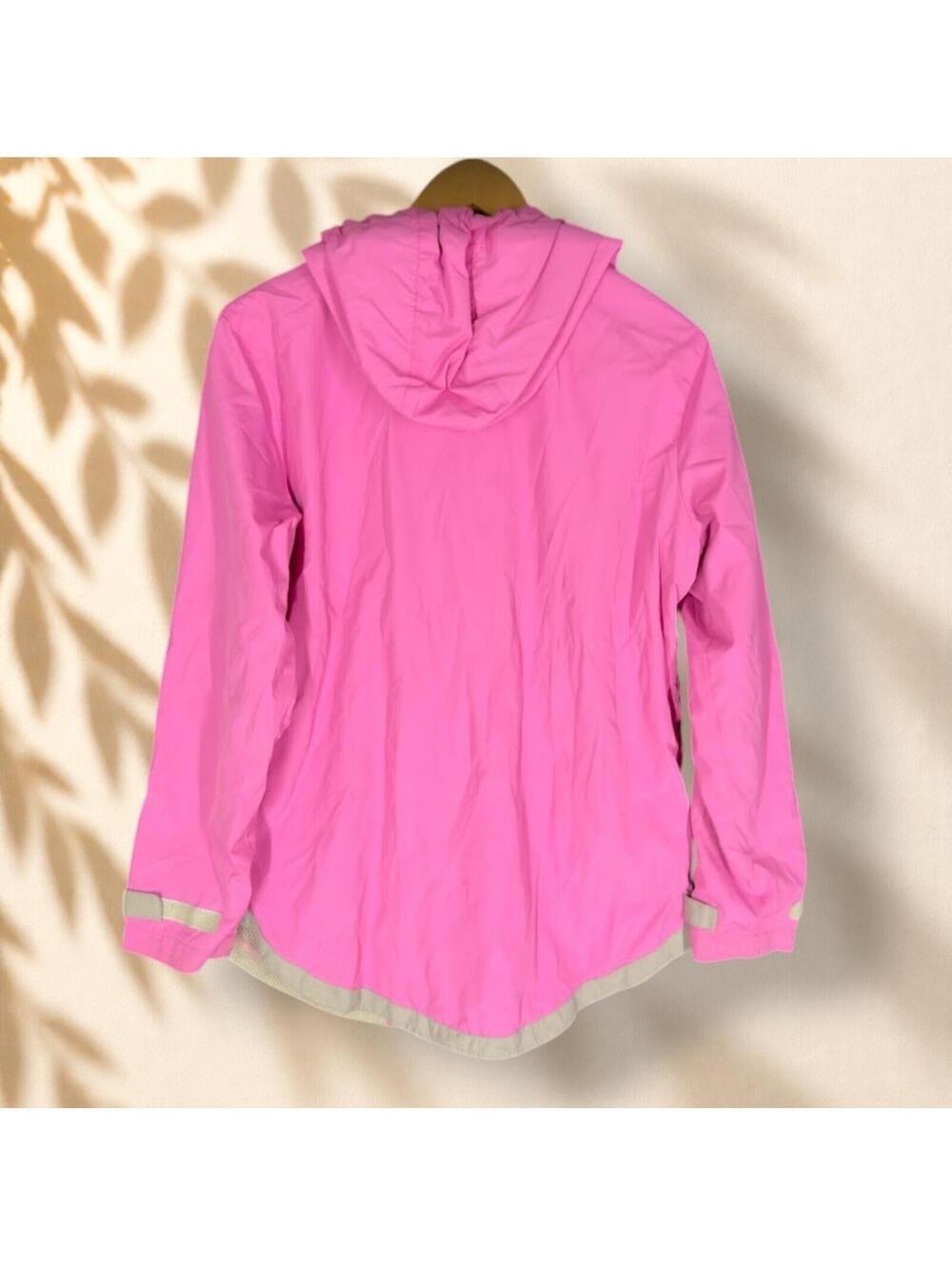 The Coral Palms Windbreaker Jacket Women S Small Pink Full Zip Hooded Pockets - Picture 2 of 7
